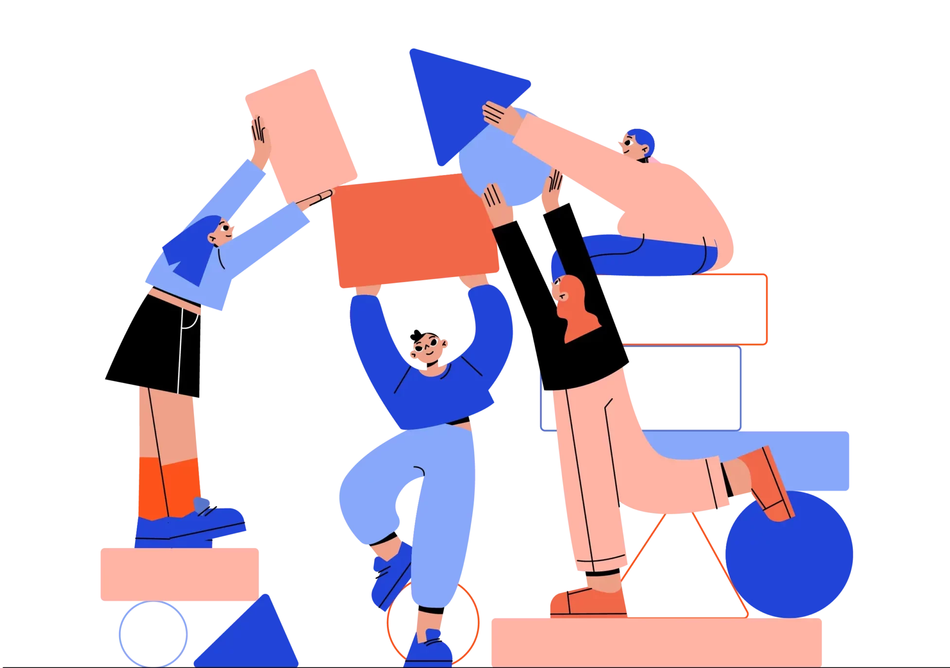 Illustration de personnes collaborant autour d’un projet collectif