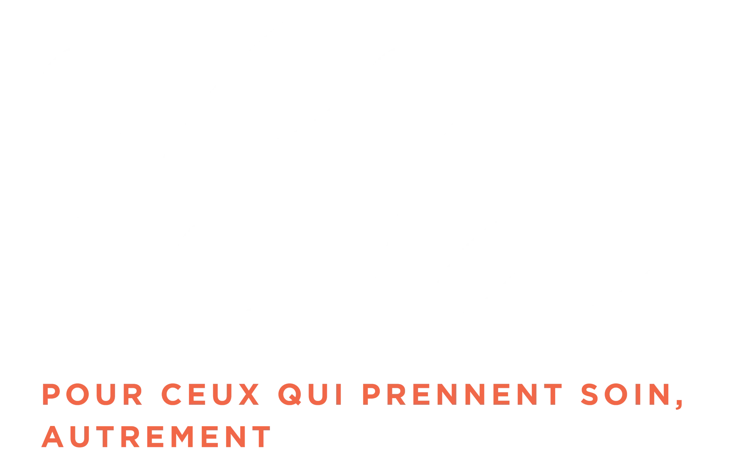 Logo blanc EXO NOVA avec la baseline “Pour ceux qui prennent soin, autrement”